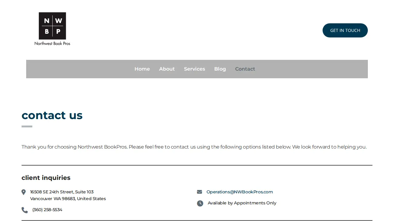 Northwest Book Pros page
