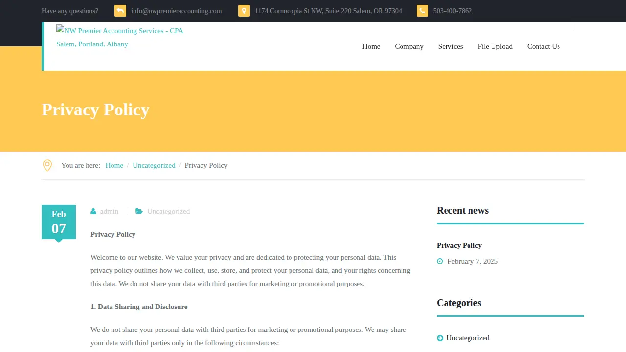 NW Premier Accounting page