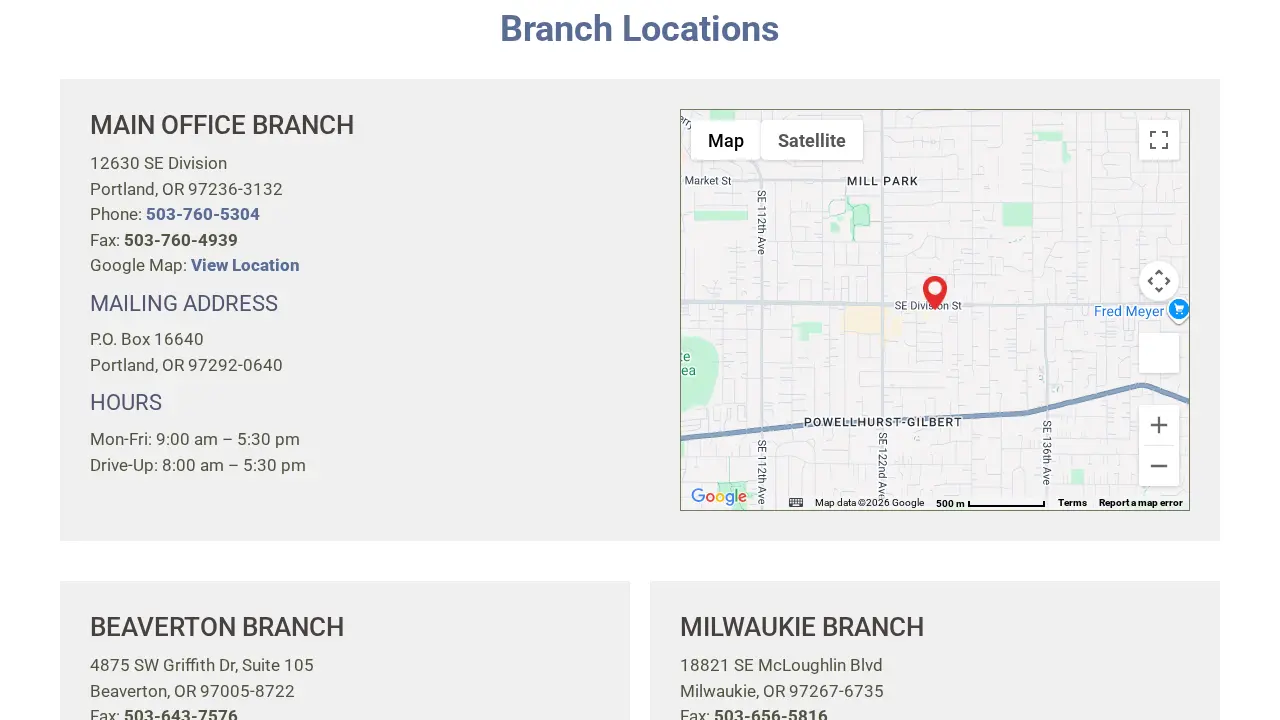 NW Priority Credit Union page