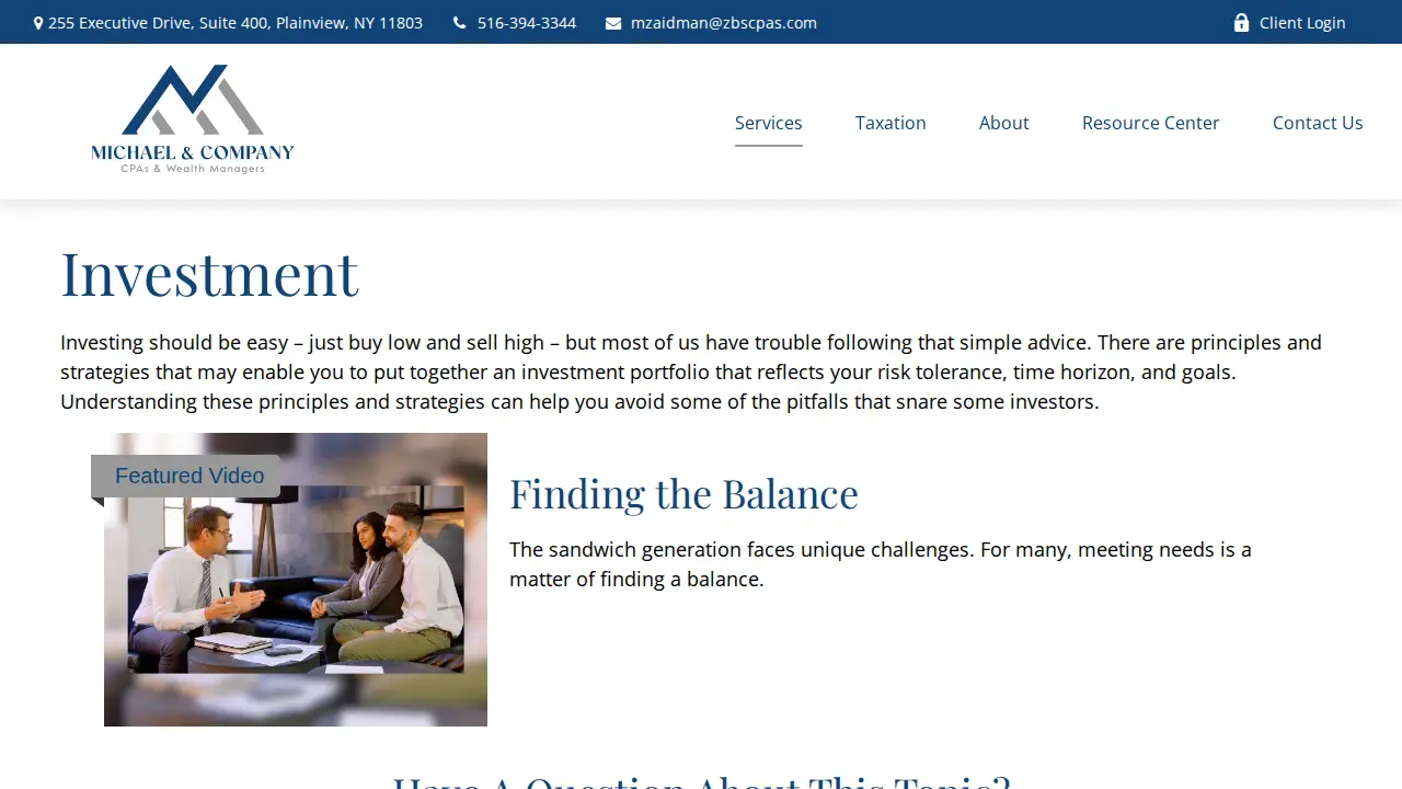Michael & Company CPAs & Wealth Managers page