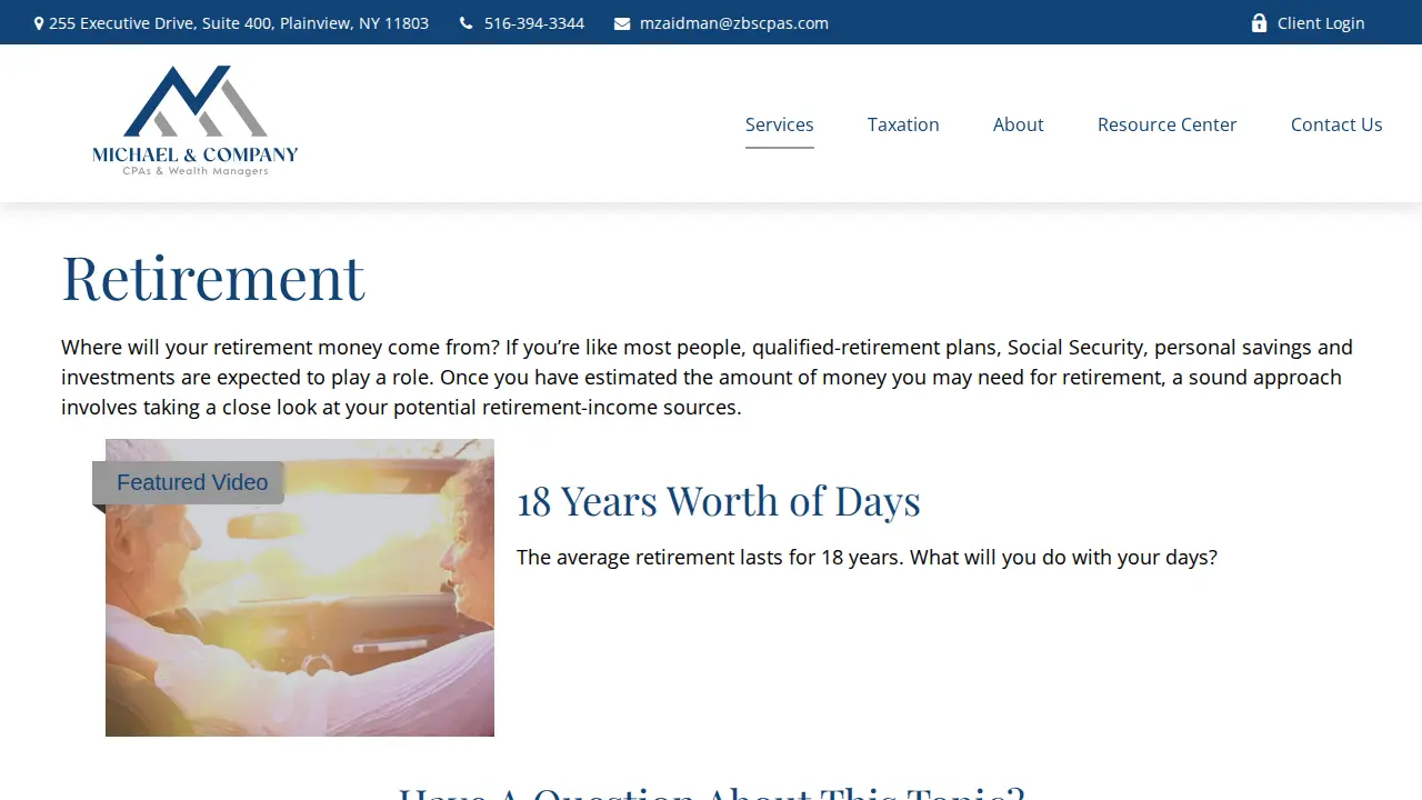 Michael & Company CPAs & Wealth Managers page