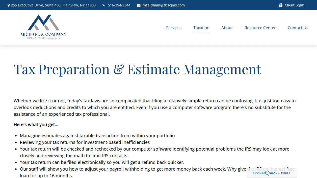 Michael & Company CPAs & Wealth Managers page