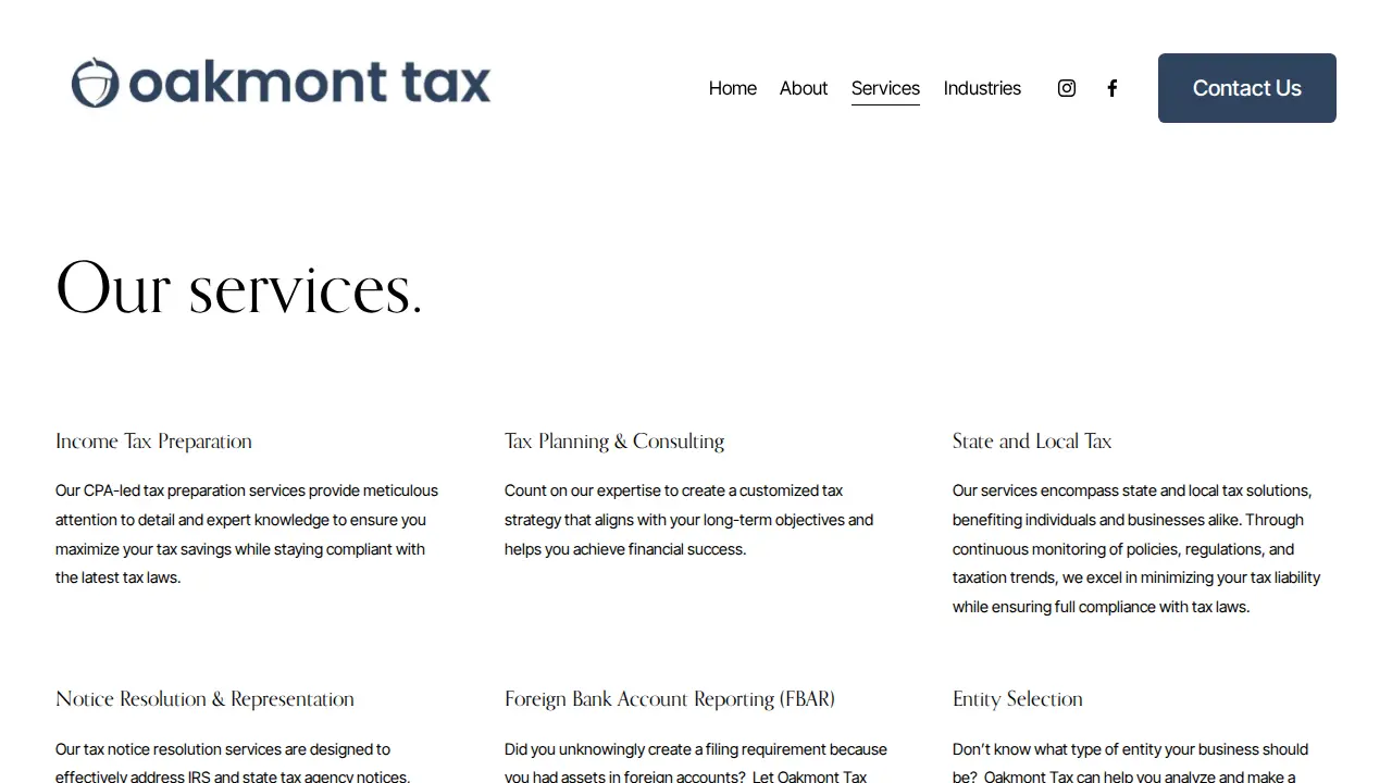 Oakmont Tax Consulting LLC page