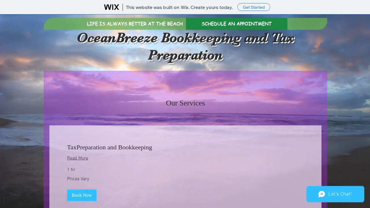 OceanBreeze Bookkeeping and Tax Preparation page