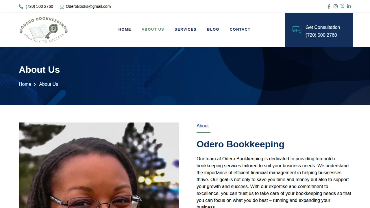 Odero Bookkeeping page
