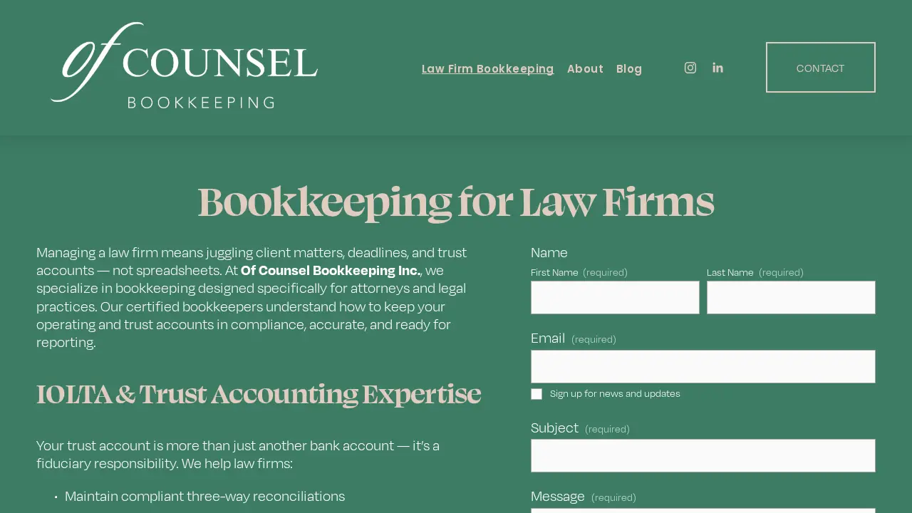 Of Counsel Bookkeeping Inc page