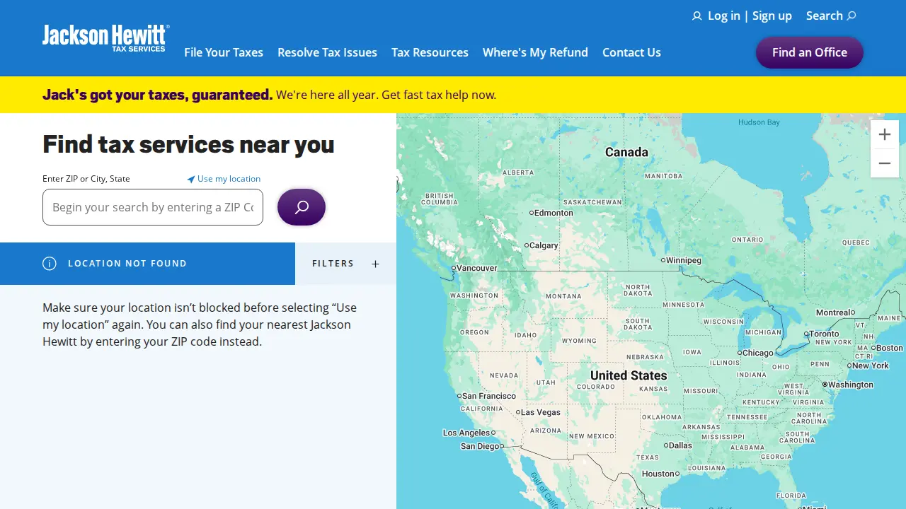 Jackson Hewitt Tax Service page