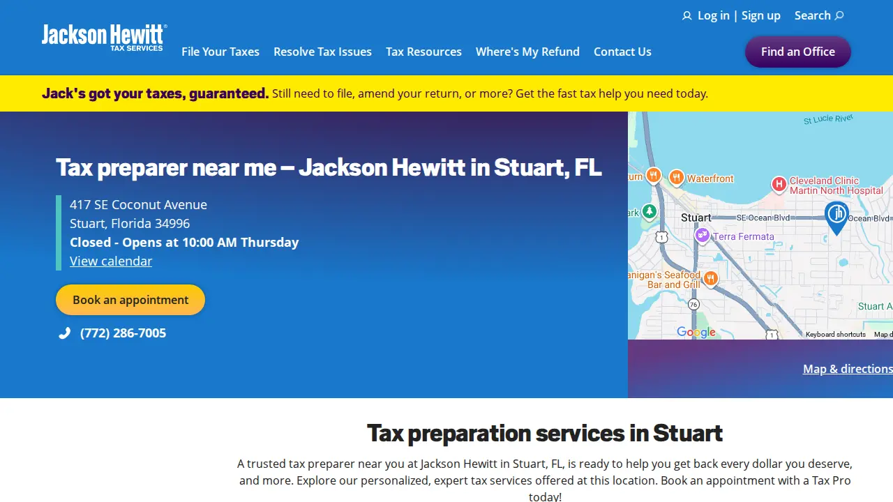 Jackson Hewitt Tax Service page