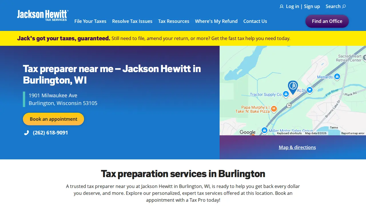 Jackson Hewitt Tax Service page