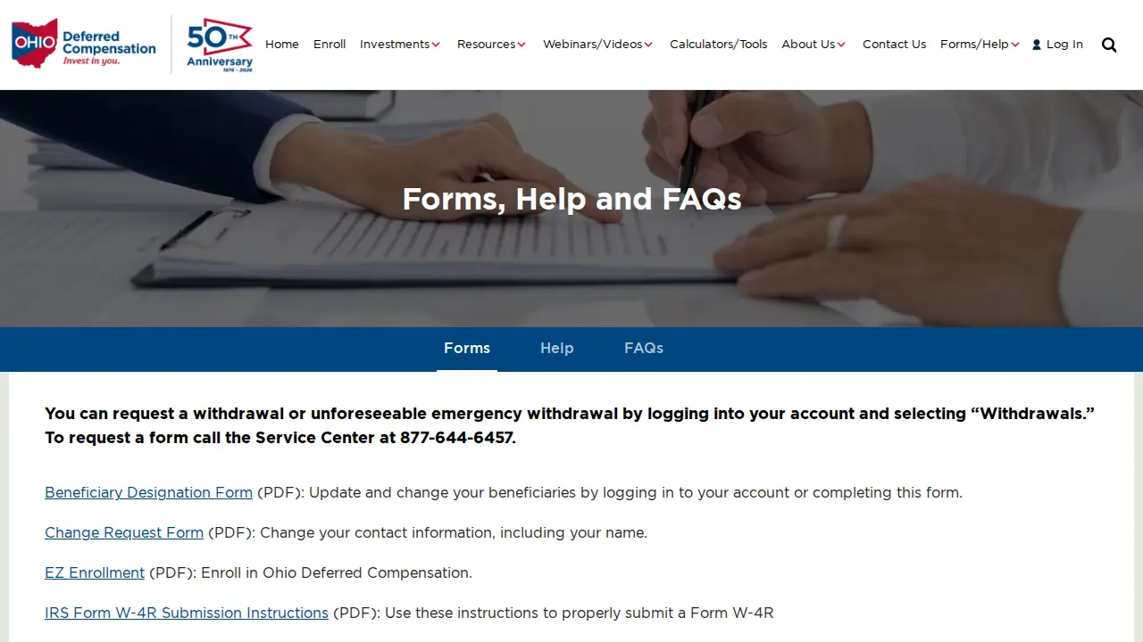 Ohio Deferred Compensation page