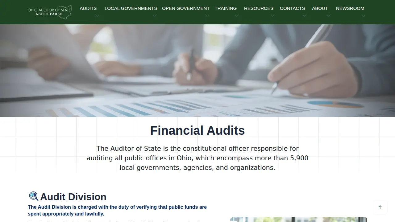 Ohio Auditor of State page