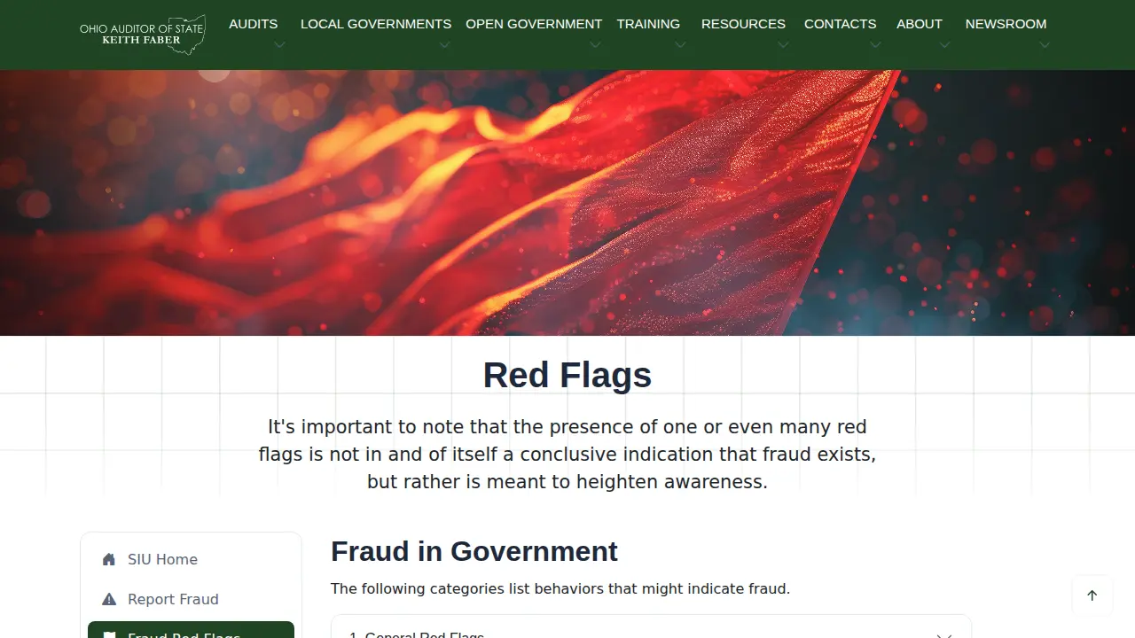 Ohio Auditor of State page