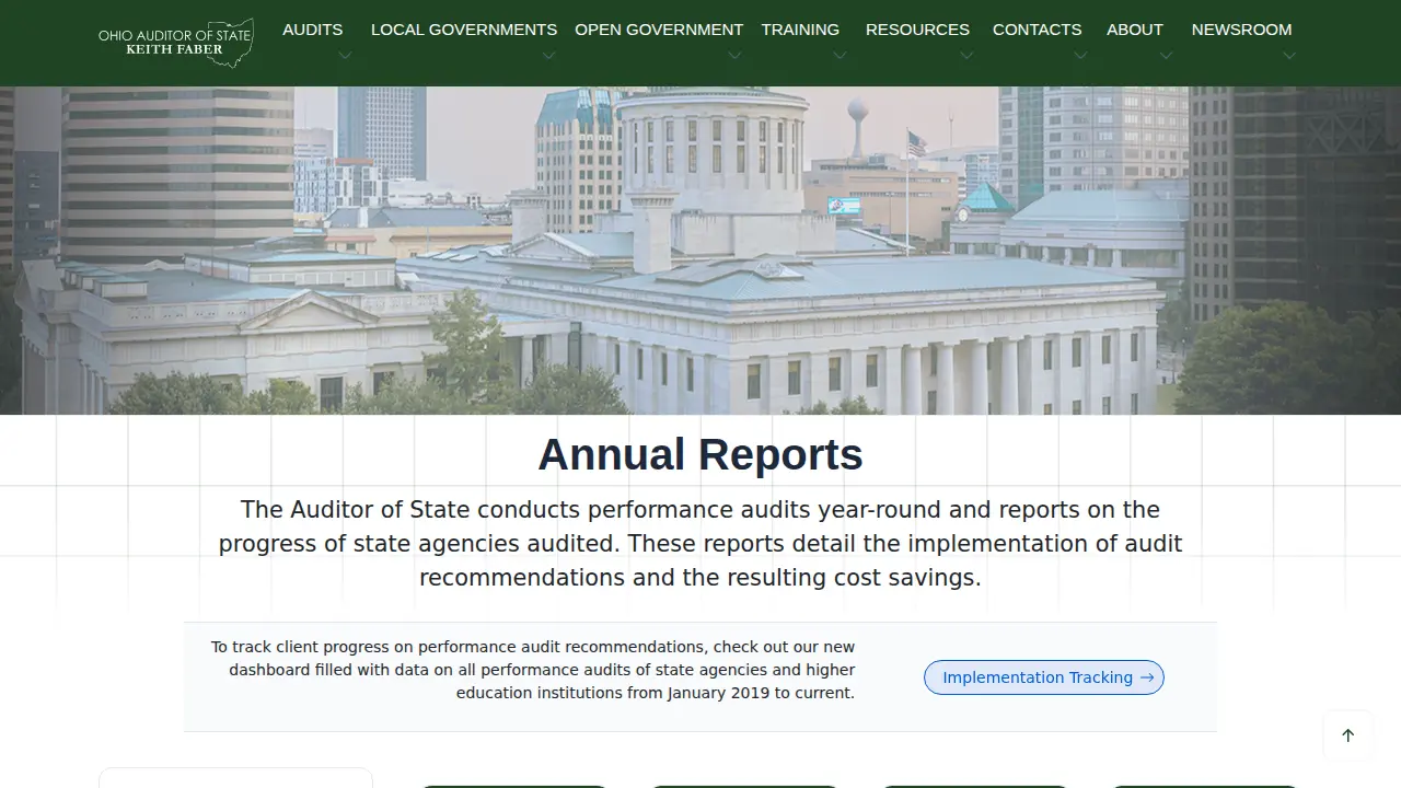 Ohio Auditor of State page