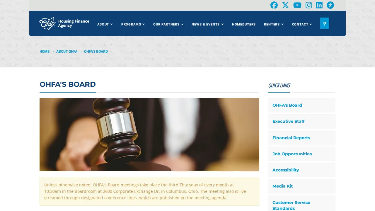 Ohio Housing Finance Agency (OHFA) page
