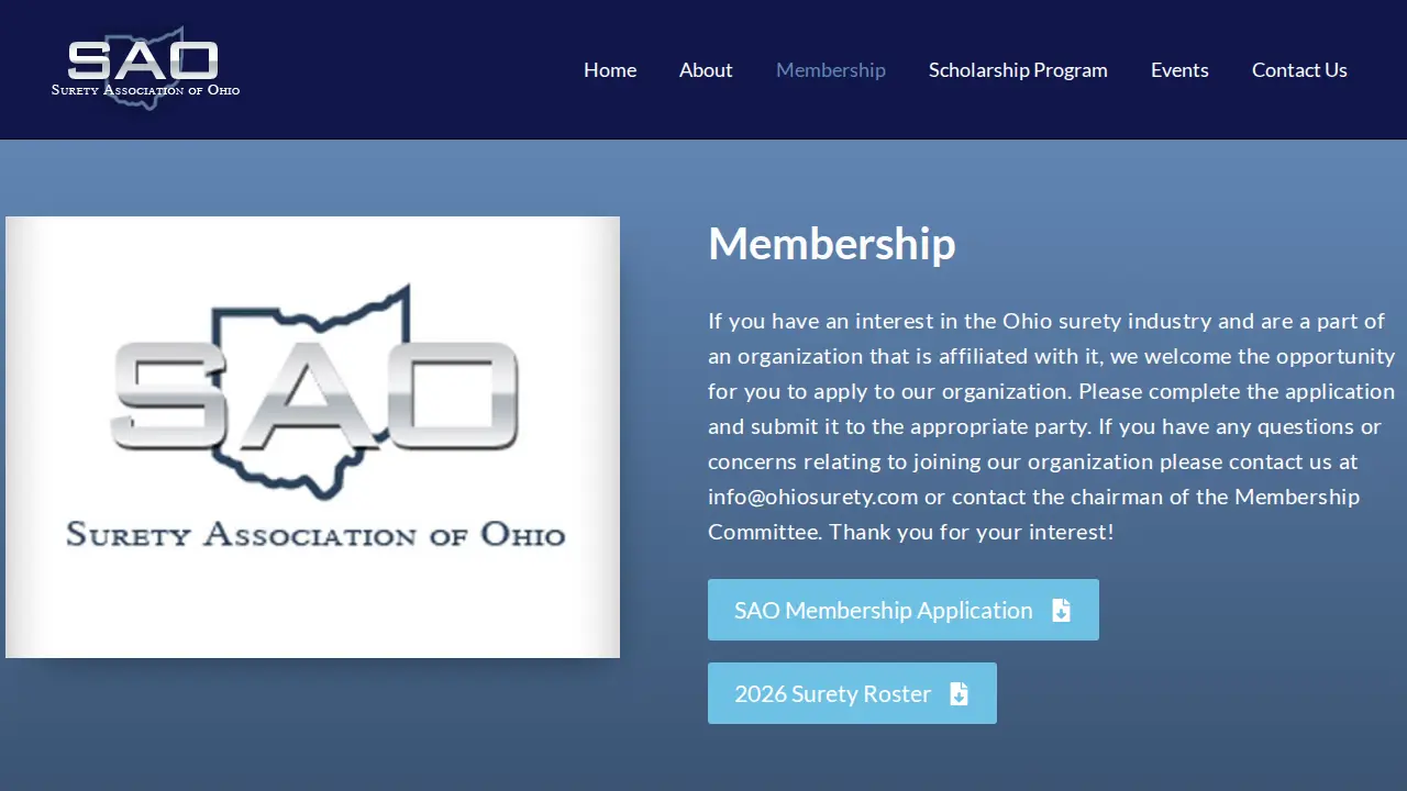 Surety Association of Ohio page