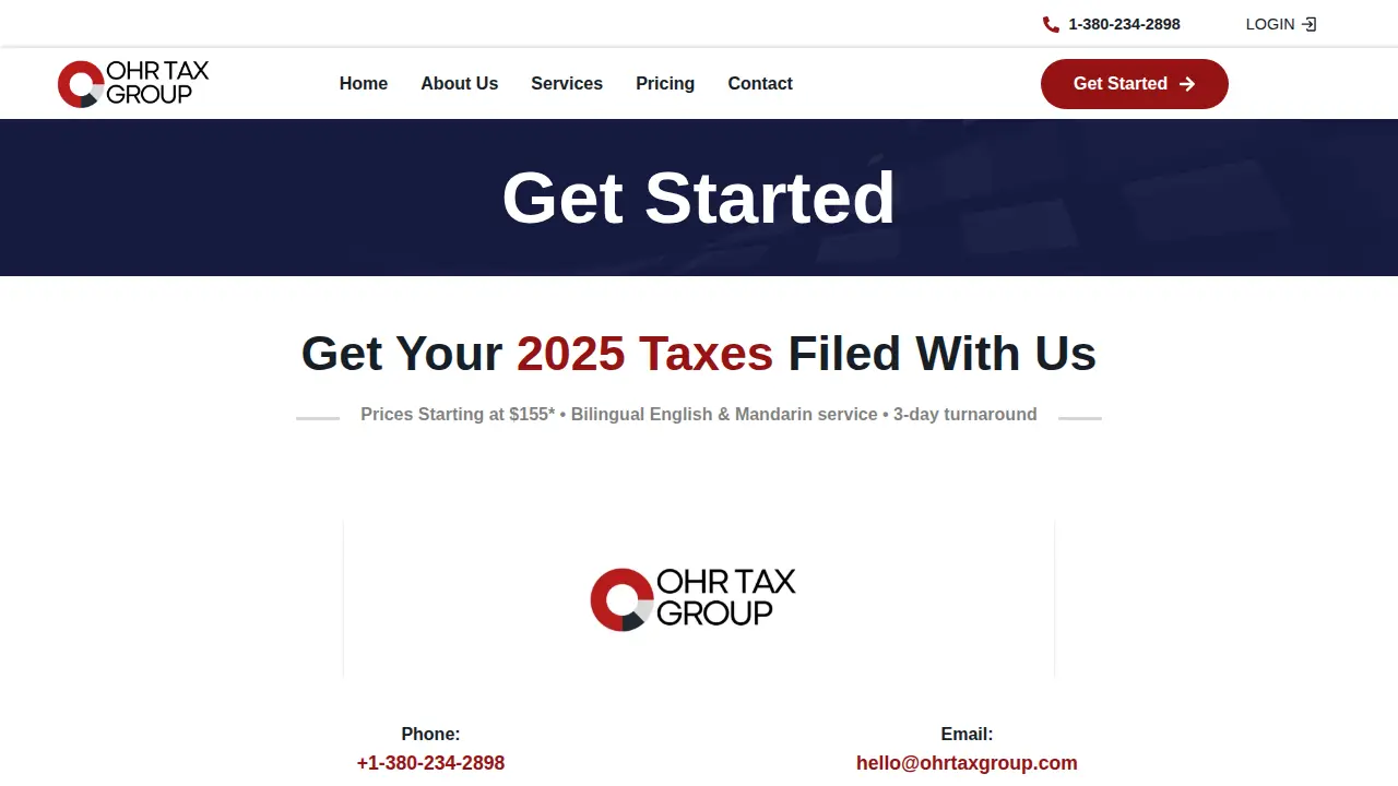Ohiorain Tax Service page