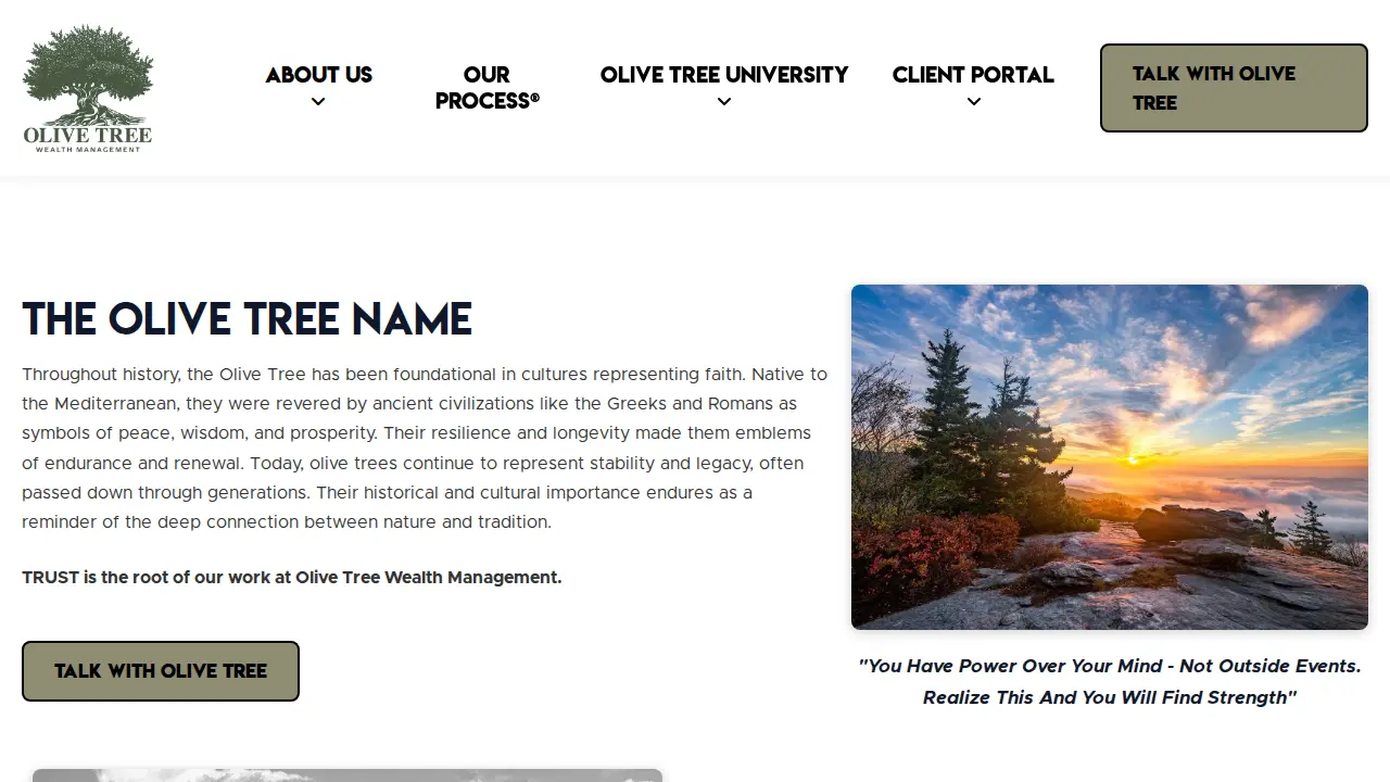 Olive Tree Wealth Management page