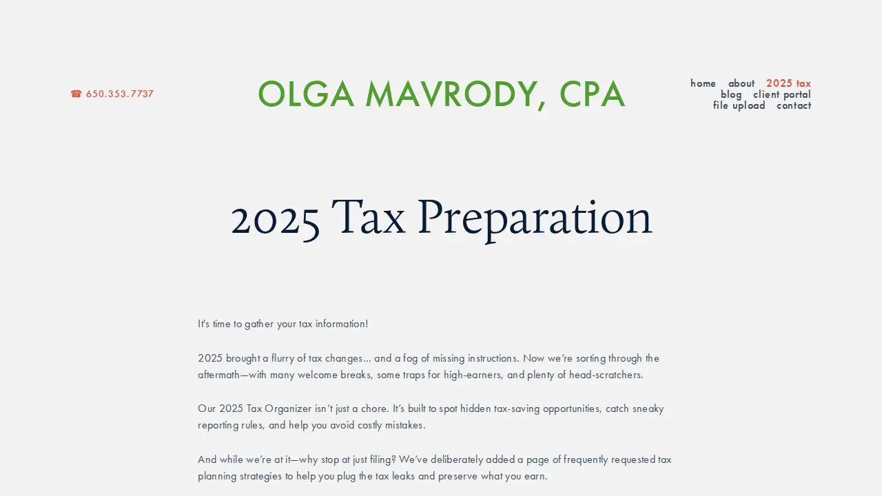 Olma Tax & Financial page