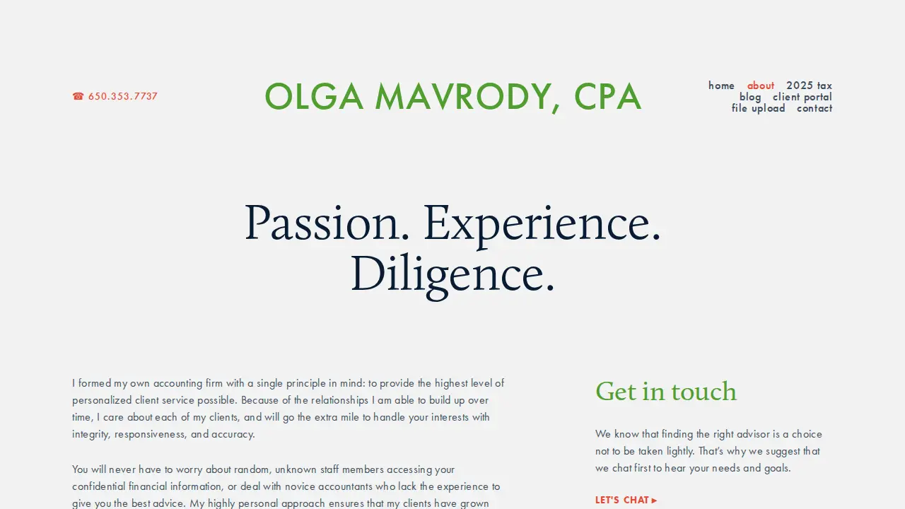 Olma Tax & Financial page