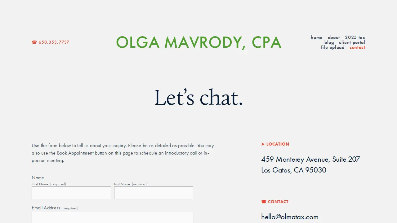 Olma Tax & Financial page