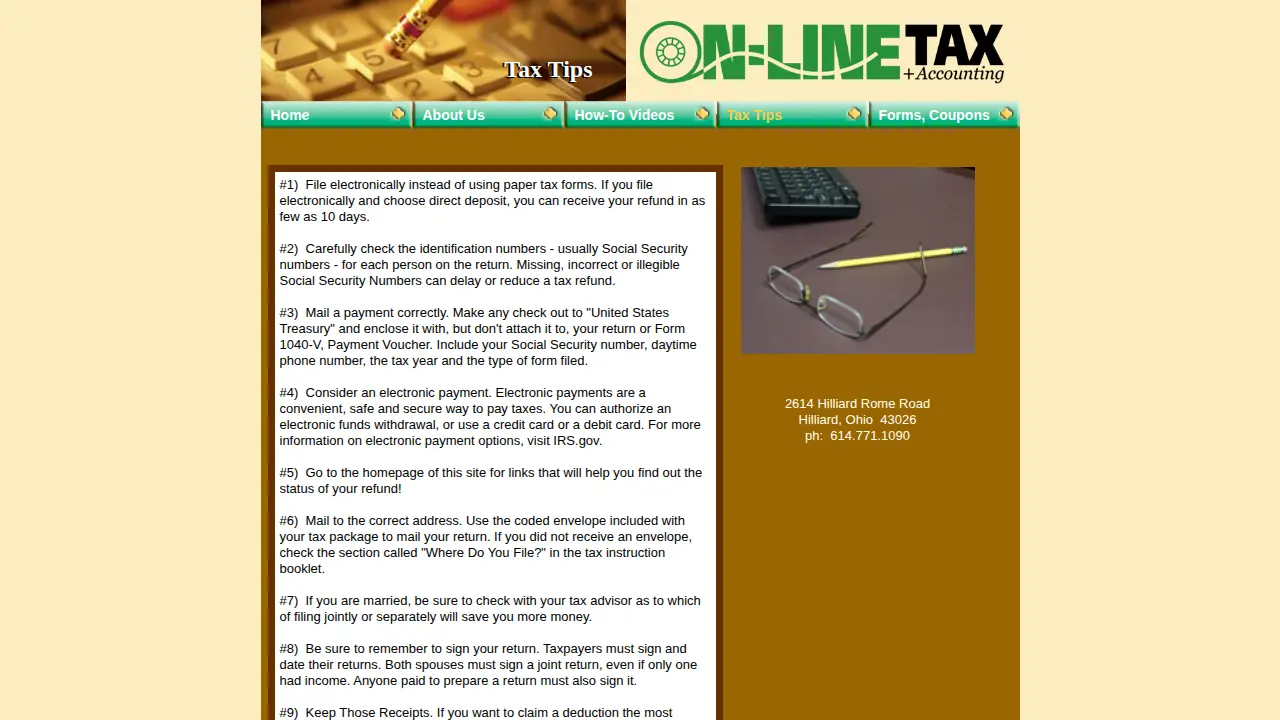 On-Line Tax & Accounting page
