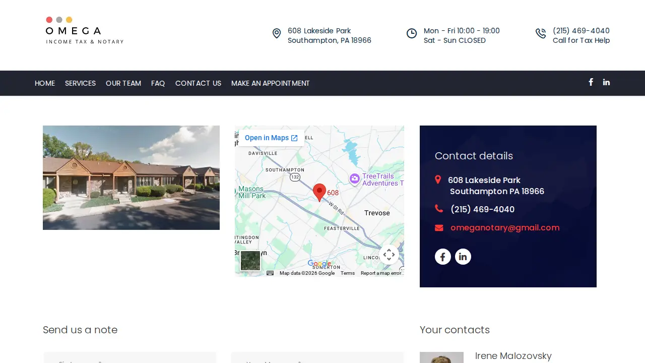 Omega Income Tax & Notary page