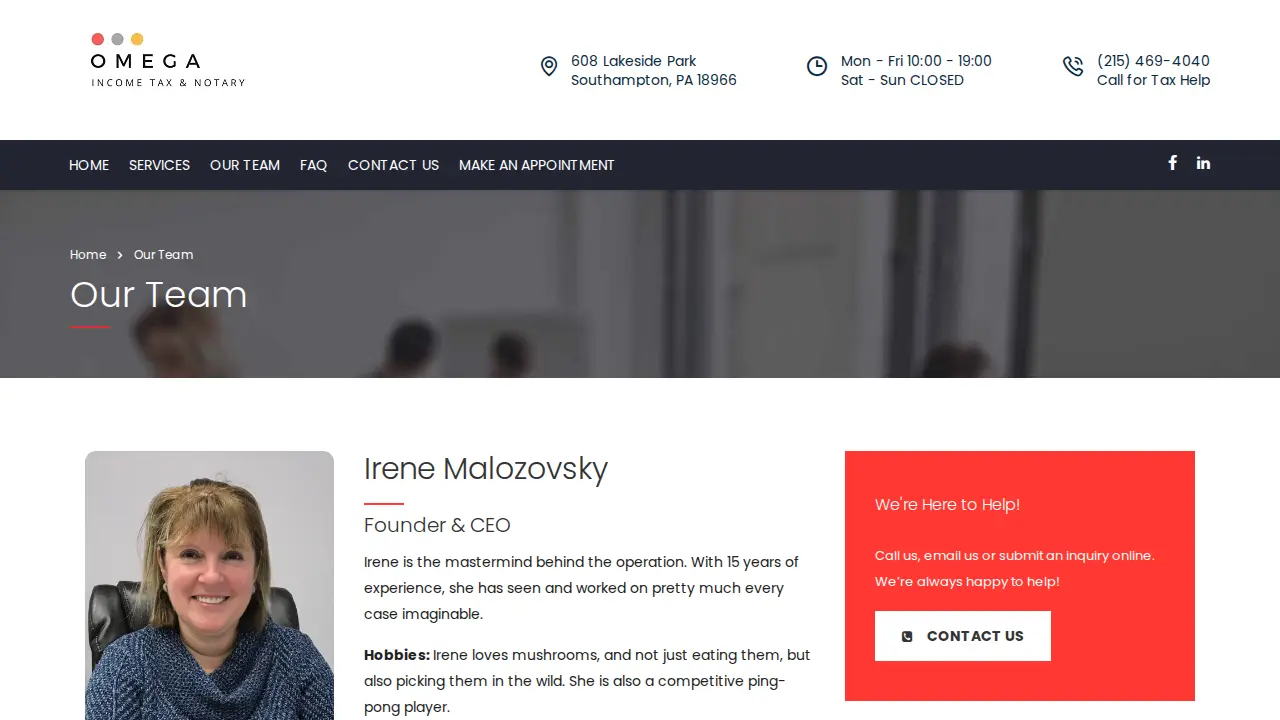 Omega Income Tax & Notary page