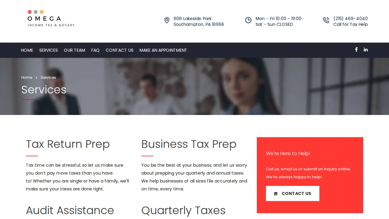 Omega Income Tax & Notary page
