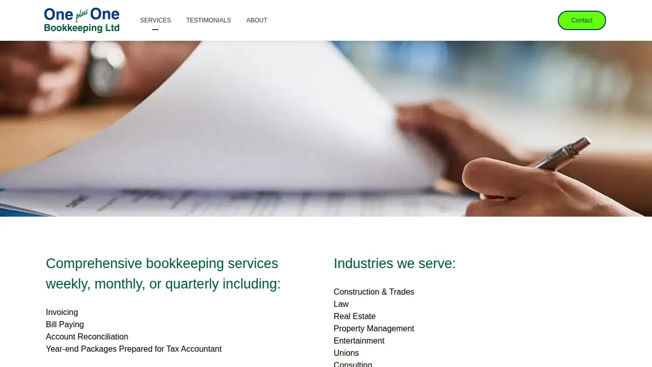 One Plus One Bookkeeping Ltd page