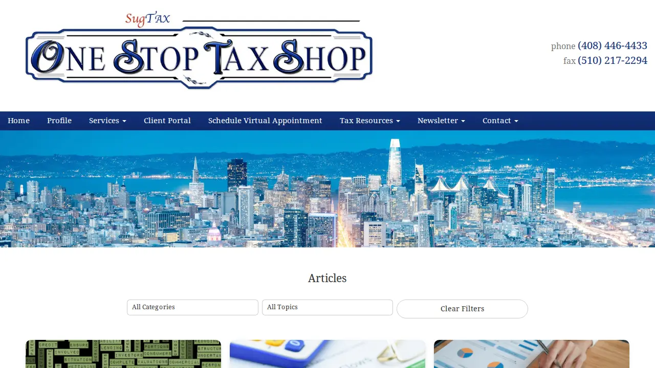 One Stop Tax Shop page