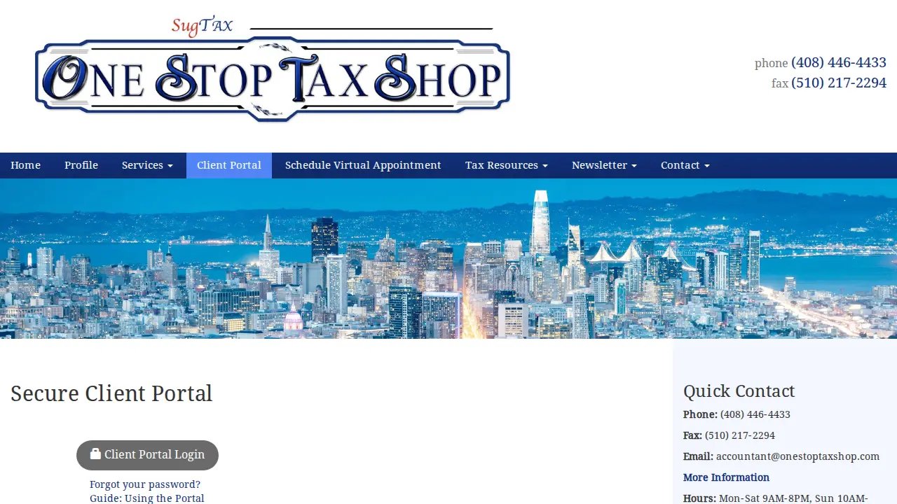 One Stop Tax Shop page