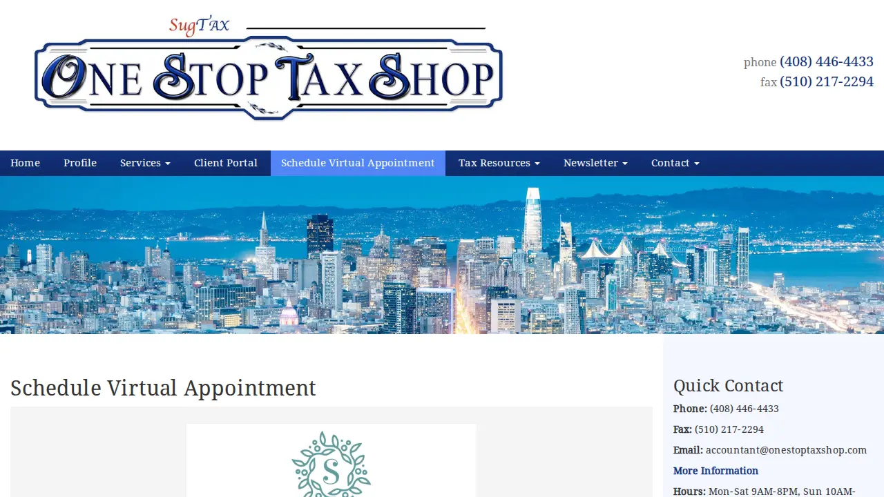 One Stop Tax Shop page