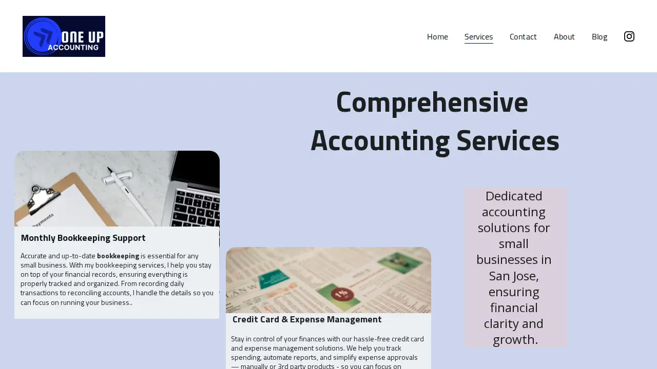 One Up Accounting page