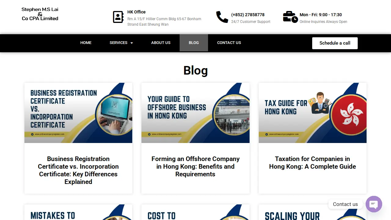 Stephen M. S. Lai & Co. CPA Limited | Hong Kong Company Registration | Formation and Set up a Company in Hong Kong page