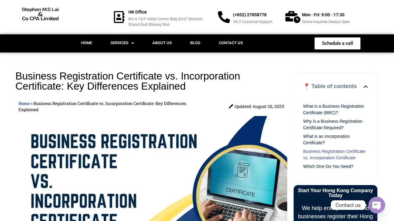 Stephen M. S. Lai & Co. CPA Limited | Hong Kong Company Registration | Formation and Set up a Company in Hong Kong page