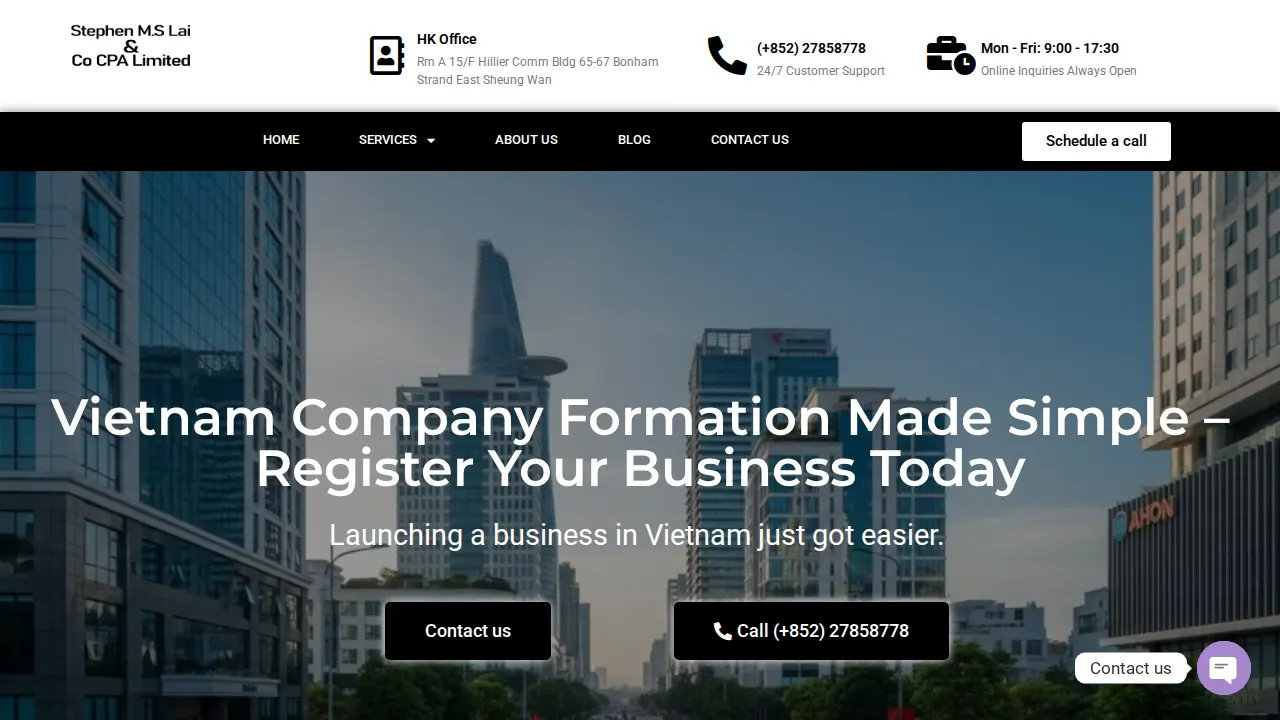 Stephen M. S. Lai & Co. CPA Limited | Hong Kong Company Registration | Formation and Set up a Company in Hong Kong page