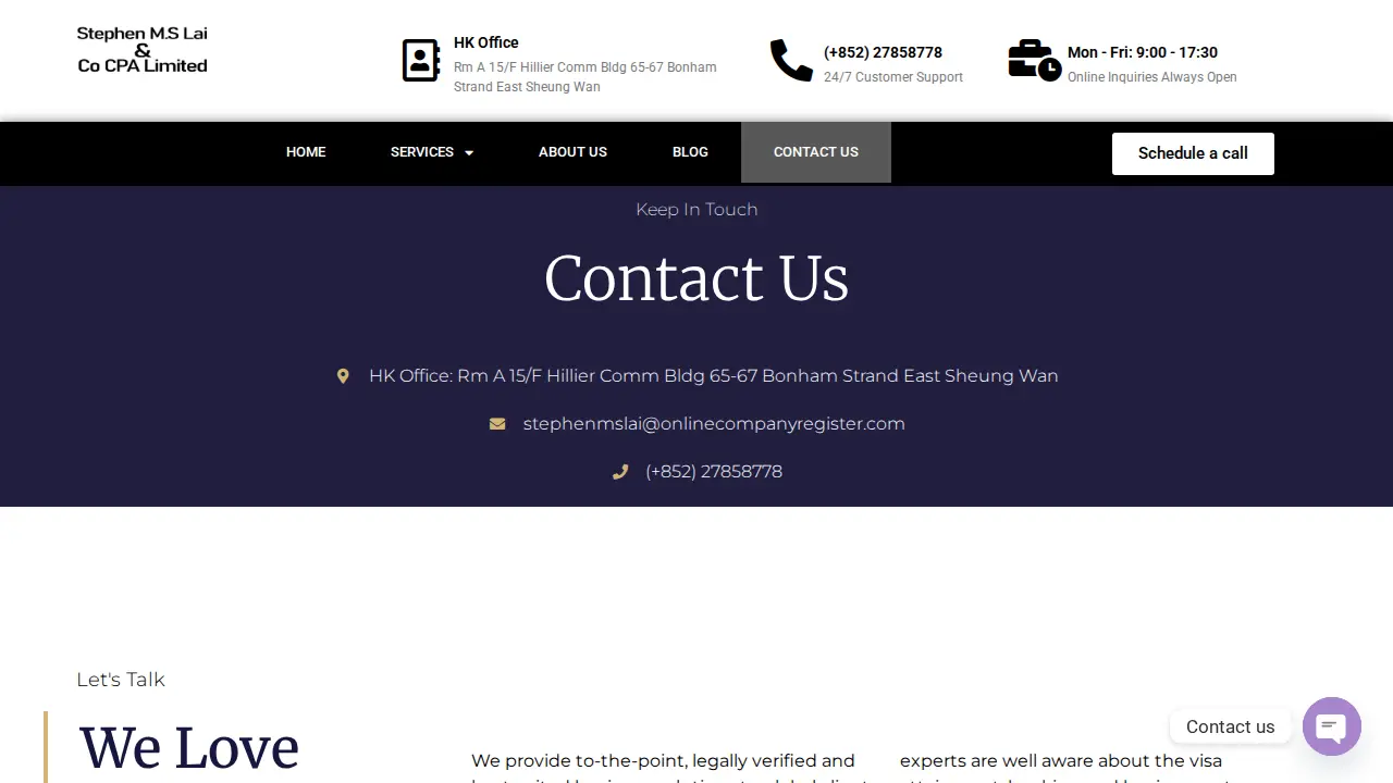 Stephen M. S. Lai & Co. CPA Limited | Hong Kong Company Registration | Formation and Set up a Company in Hong Kong page