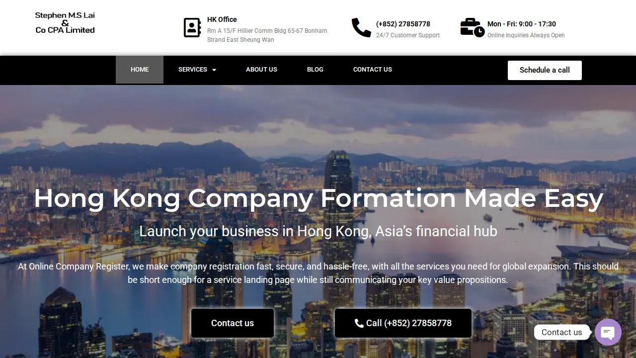 Stephen M. S. Lai & Co. CPA Limited | Hong Kong Company Registration | Formation and Set up a Company in Hong Kong page
