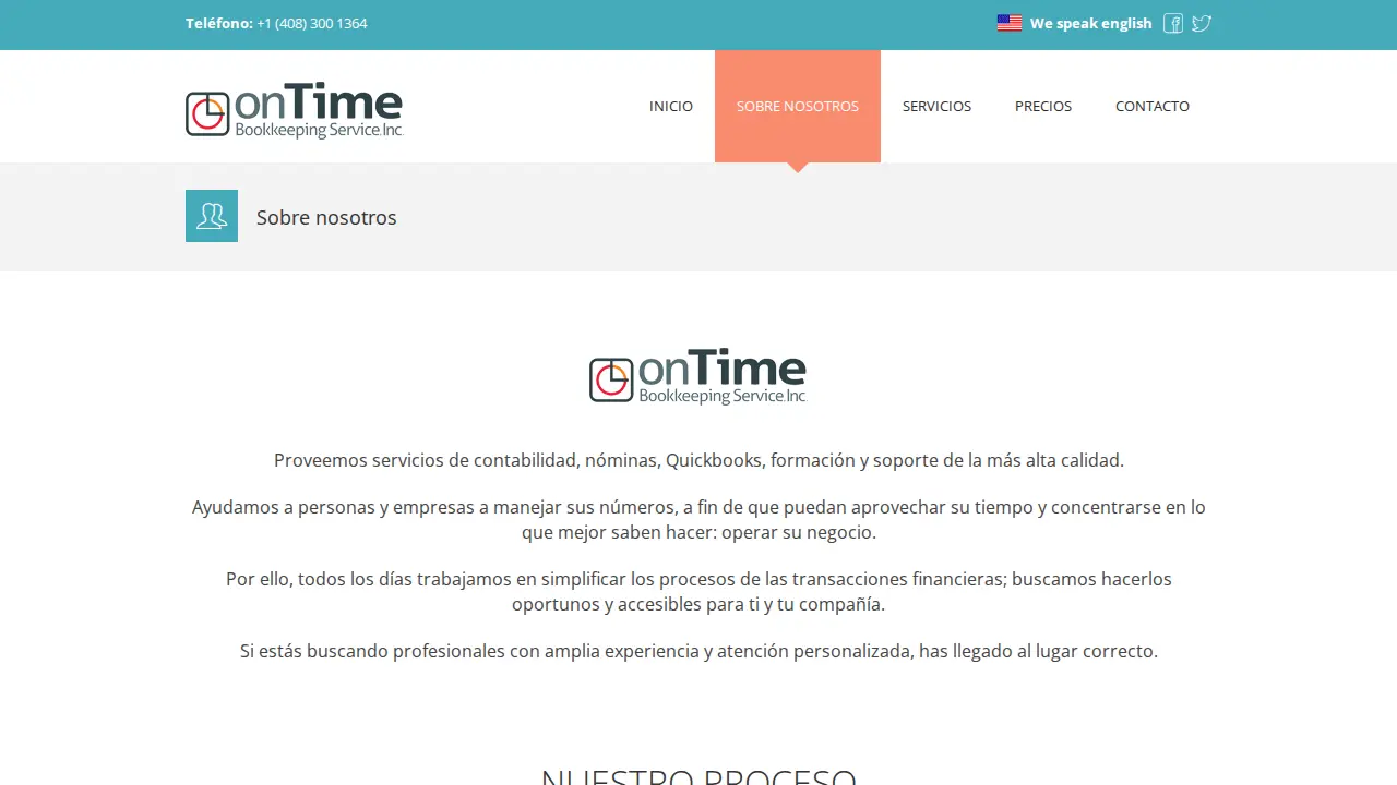 On Time Bookkeeping Service page