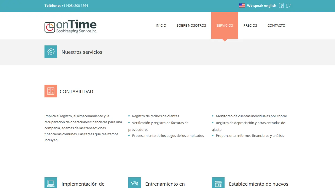 On Time Bookkeeping Service page