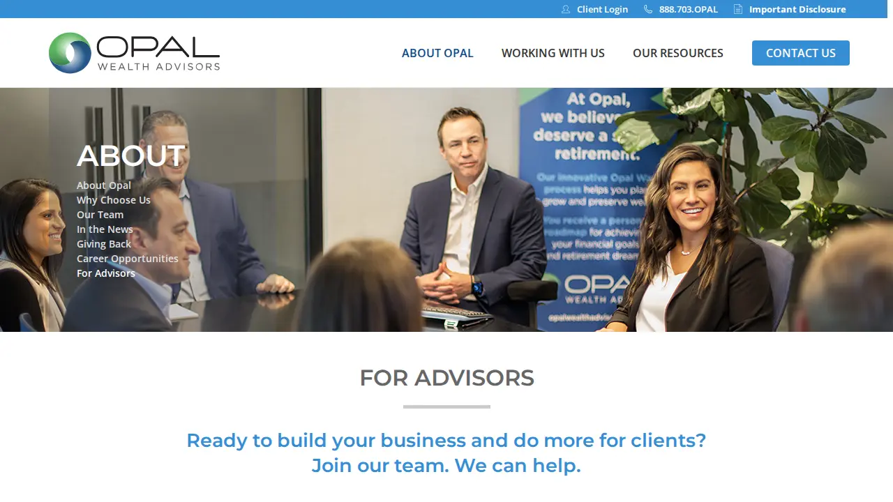 Opal Wealth Advisors page