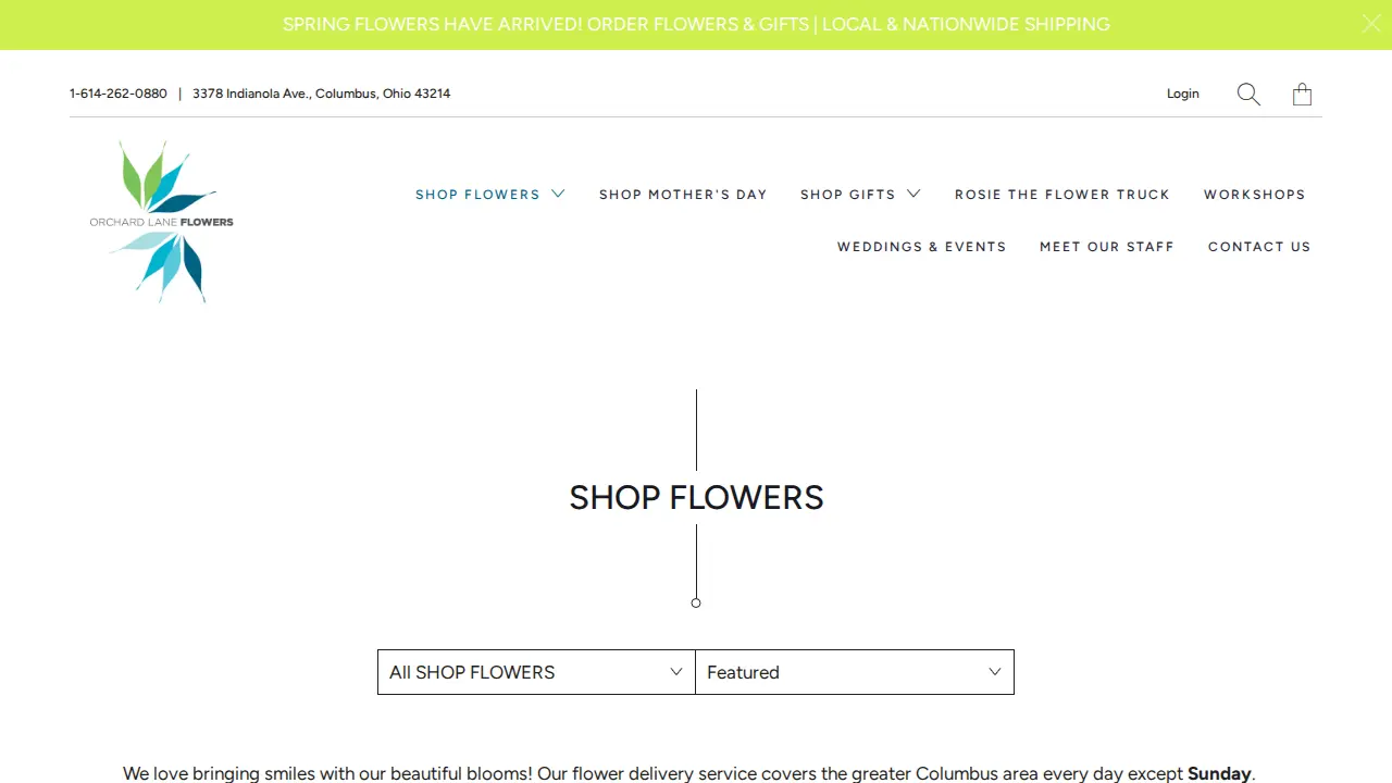 Orchard Lane Flowers page