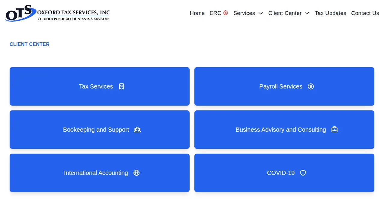 Oxford Tax Services page