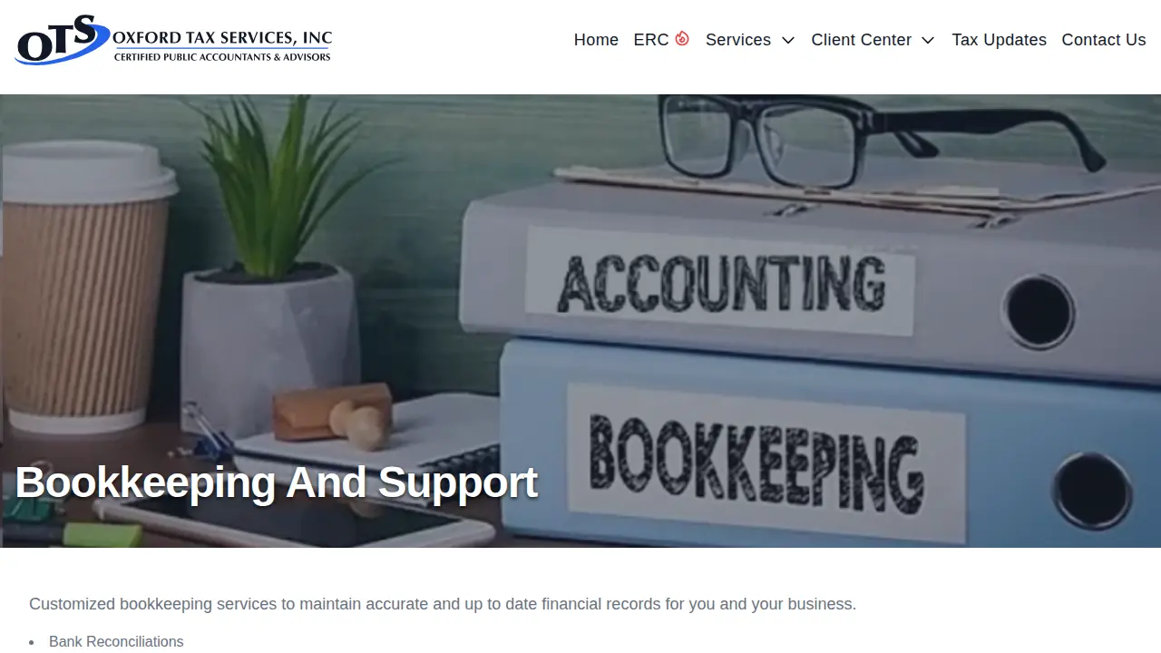 Oxford Tax Services page