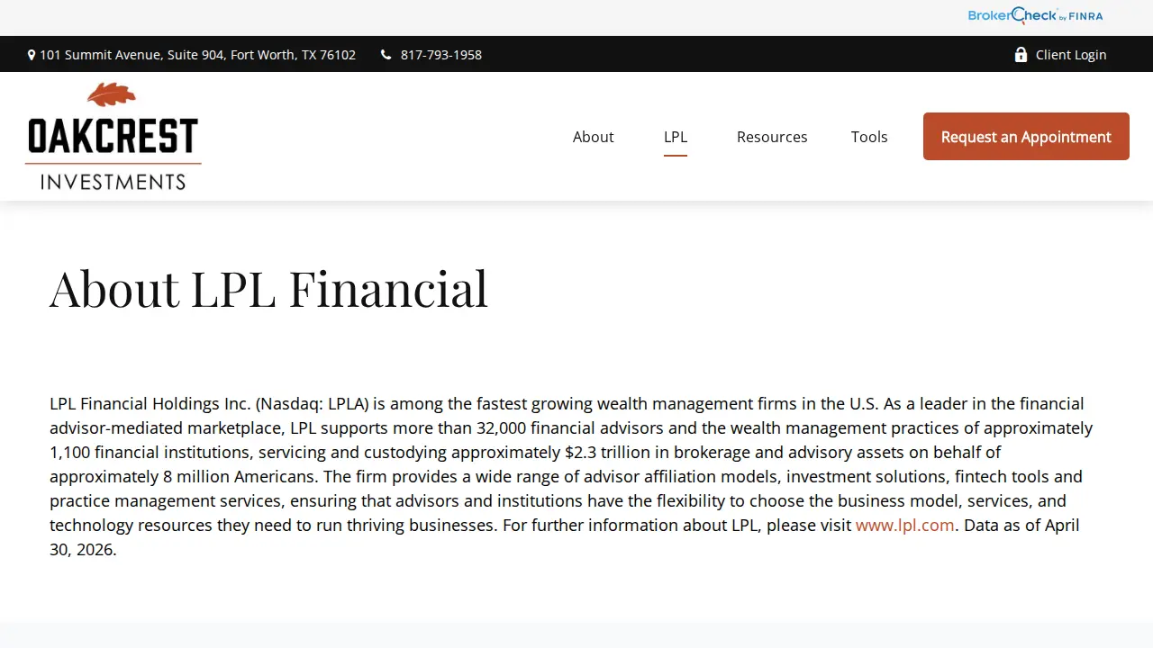 Oakcrest Investment Services - Financial Advisor : Justin Wooley page