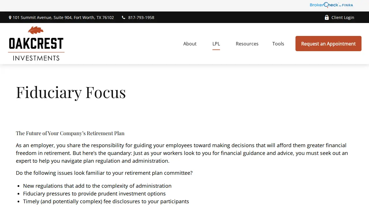 Oakcrest Investment Services - Financial Advisor : Justin Wooley page