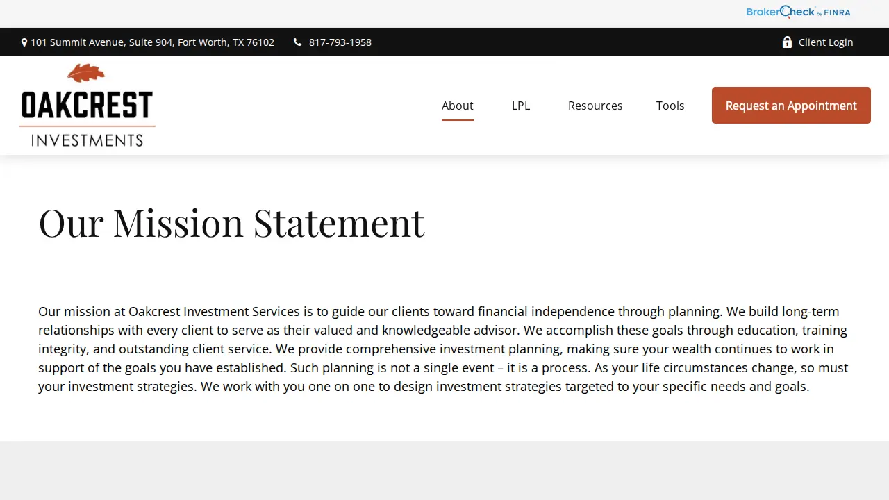 Oakcrest Investment Services - Financial Advisor : Justin Wooley page