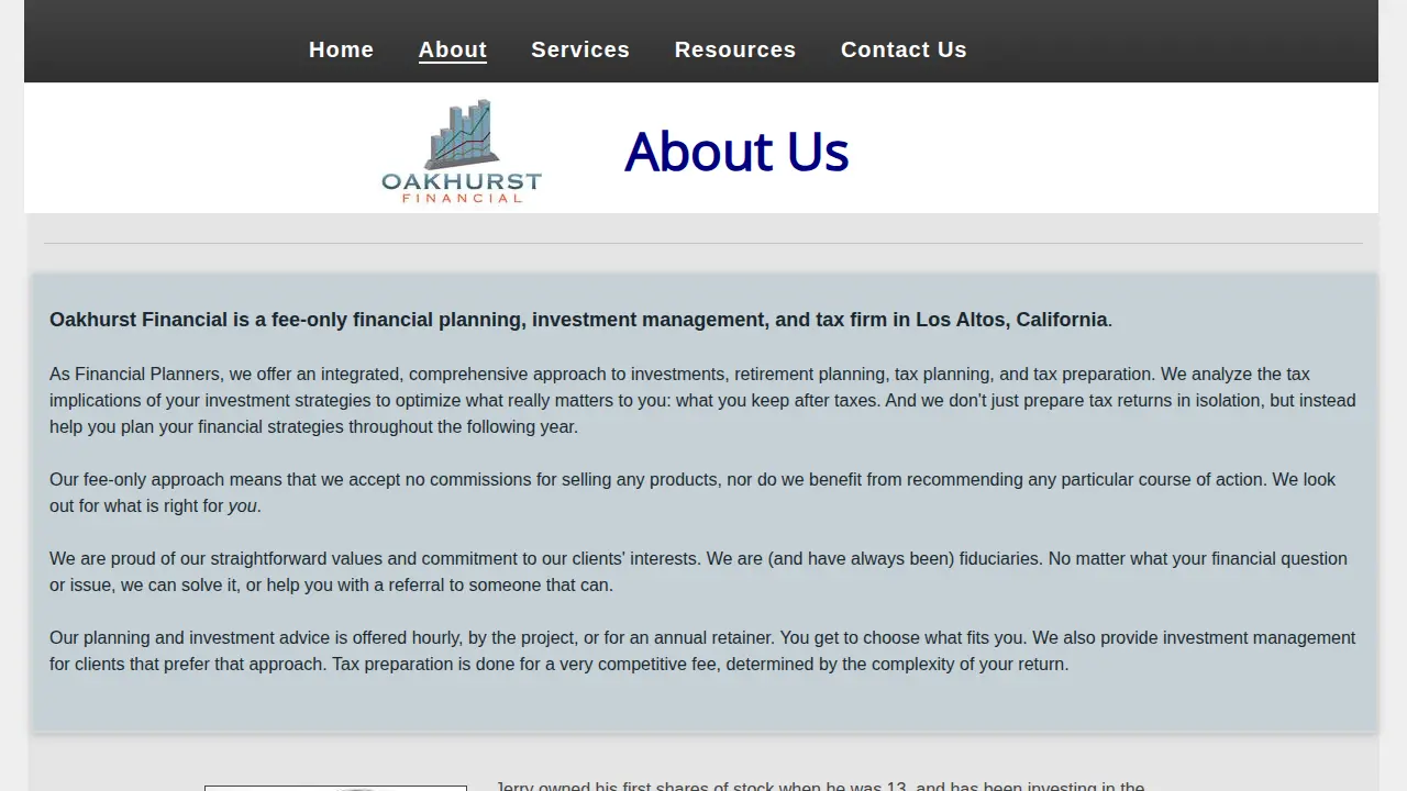 Oakhurst Financial page