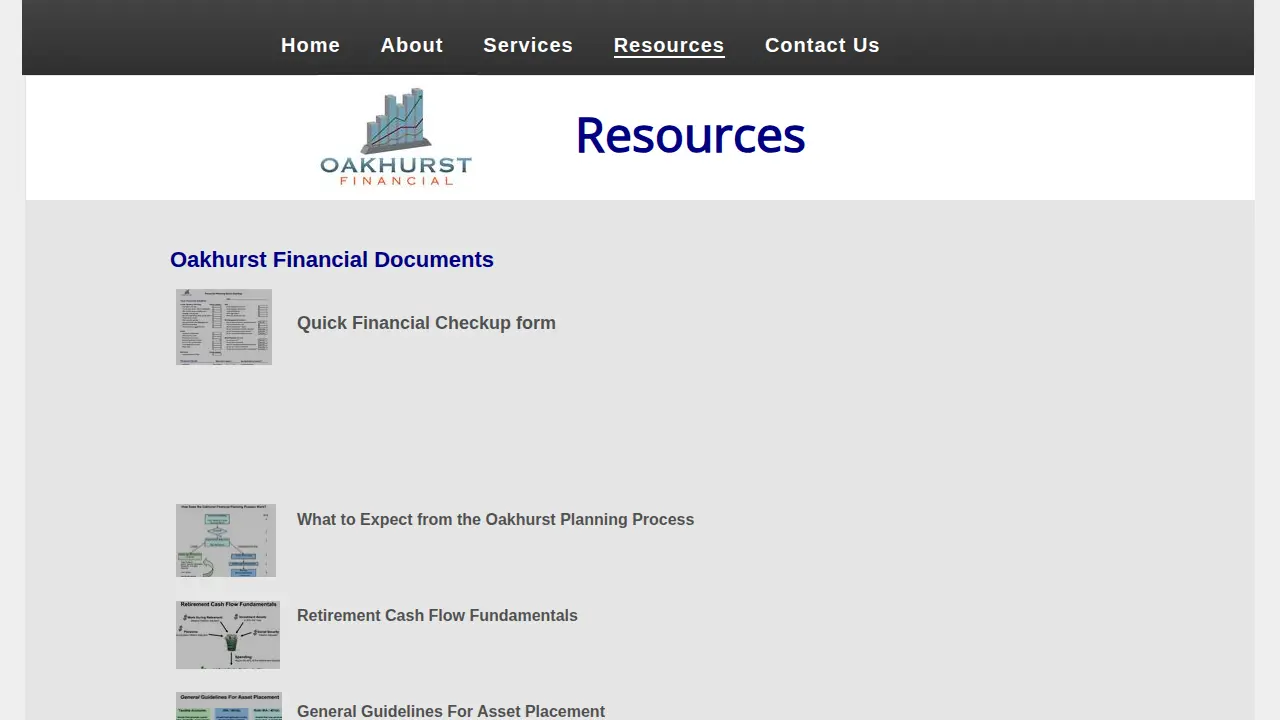 Oakhurst Financial page