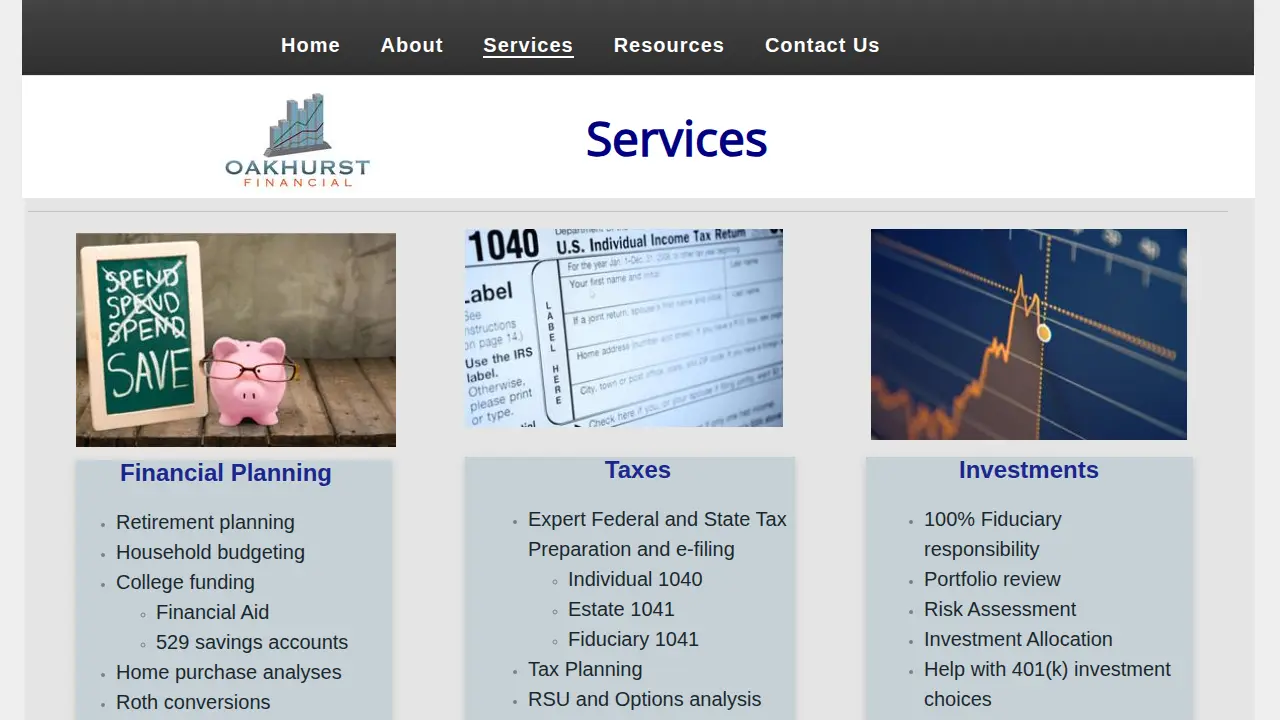 Oakhurst Financial page